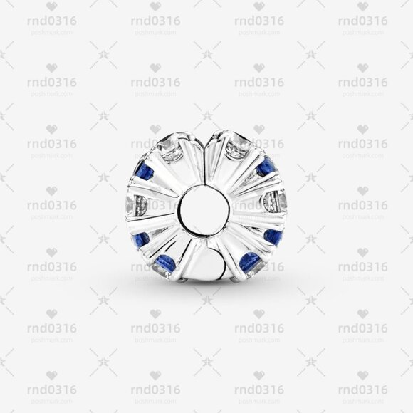 Pandora Clear & Blue Sparkling Clip Charm|Pendant - Picture 3 of 4
